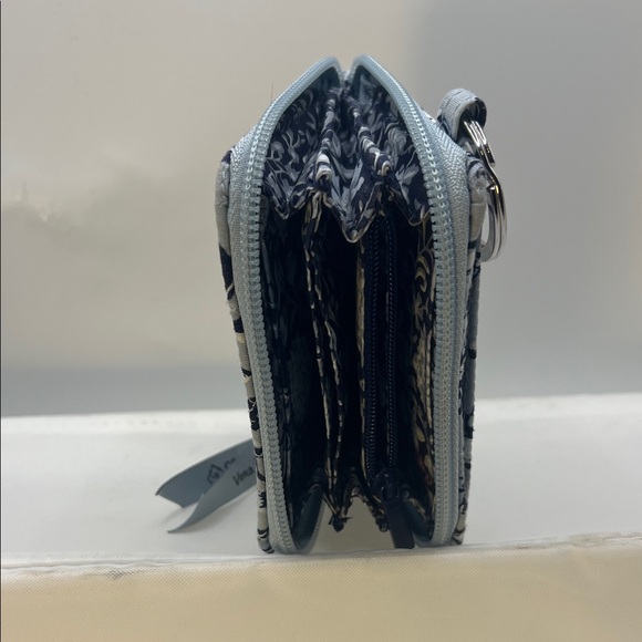 Vera Bradley Light Blue/Navy Floral Perennials Mini Wallet-Zip Around Keychain - Picture 11 of 16